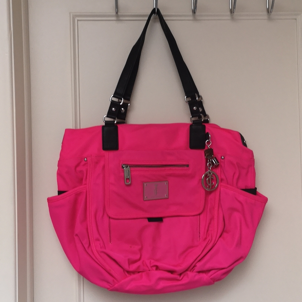 Juicy Couture neon pink diaper bag